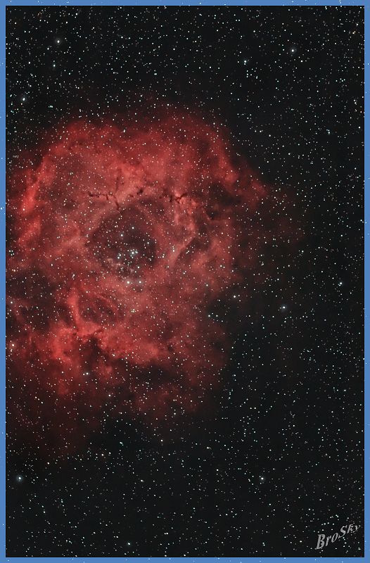 NGC2238_200309.jpg -    Objekt: NGC2238 - Rosettennebel mit Sternhaufen NGC2244    Sternbild: Monoceros - Einhorn Aufnahmeort: Bollensen Aufnahmedatum: 20.03.2009 Belichtung: 13 x 300 sec Optik: Pentax SDHF 75 mm Kamera: Canon 400D Astro mit Lumicon Deep Sky Filter 